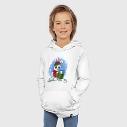 Толстовка детская хлопковая Rabbit with a New Years gift, цвет: белый — фото 2