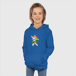 Толстовка детская хлопковая Заяц на фоне радуги, цвет: синий — фото 2