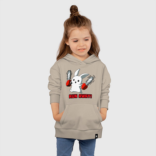 Детская толстовка-худи Rabbit run away / Миндальный – фото 4