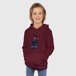 Толстовка детская хлопковая Уэнсдэй Аддамс, цвет: меланж-бордовый — фото 2