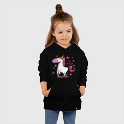 Толстовка детская хлопковая Girl unicorn, цвет: черный — фото 2