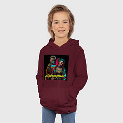 Толстовка детская хлопковая Пара в стиле Киберпанк, цвет: меланж-бордовый — фото 2