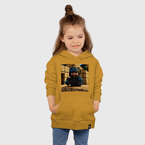 Детская толстовка-худи Counter Strike в стиле Minecraft / Горчичный – фото 4