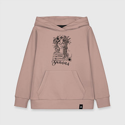 Толстовка детская хлопковая Эмилия в венке из летних цветов, цвет: пыльно-розовый