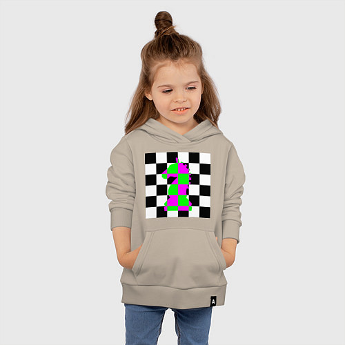 Детская толстовка-худи Конь шахматный / Миндальный – фото 4