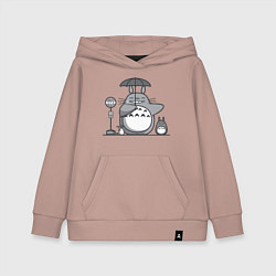 Толстовка детская хлопковая Тоторо с зонтиком, цвет: пыльно-розовый