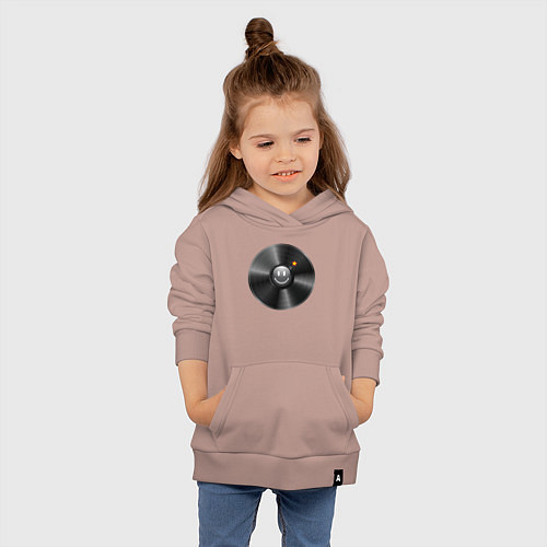Детская толстовка-худи Виниловая пластинка с бомбочкой / Пыльно-розовый – фото 4
