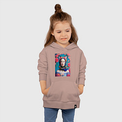 Толстовка детская хлопковая Кореянка девушка с кошачьими ушками, цвет: пыльно-розовый — фото 2