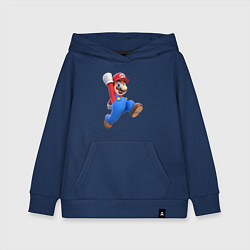 Толстовка детская хлопковая Марио прыгает, цвет: тёмно-синий