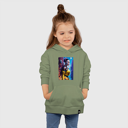 Детская толстовка-худи Cyberpunk - character - neural network / Авокадо – фото 4