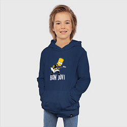 Толстовка детская хлопковая Bon Jovi Барт Симпсон рокер, цвет: тёмно-синий — фото 2