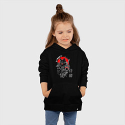 Толстовка детская хлопковая Samurai cat inscription, цвет: черный — фото 2