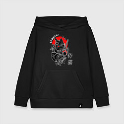Толстовка детская хлопковая Samurai cat inscription, цвет: черный