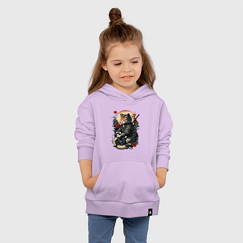 Детская толстовка-худи Самурай кот / Лаванда – фото 4