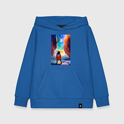 Толстовка детская хлопковая Космическая девчонка - киберпанк, цвет: синий