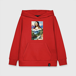 Толстовка детская хлопковая Джоконда и её любимый дракончик - акварель, цвет: красный