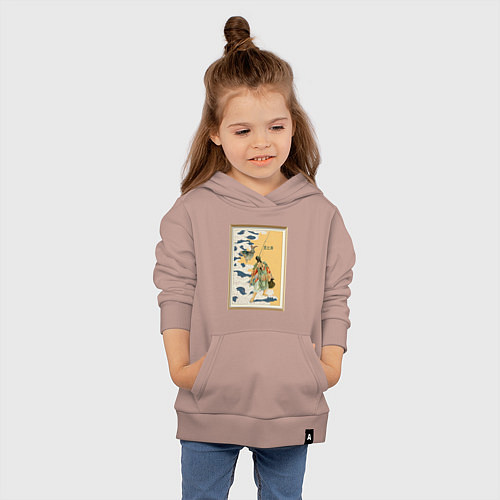 Детская толстовка-худи Японски бог рыбалки и удачи / Пыльно-розовый – фото 4