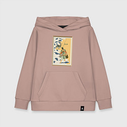 Толстовка детская хлопковая Японски бог рыбалки и удачи, цвет: пыльно-розовый