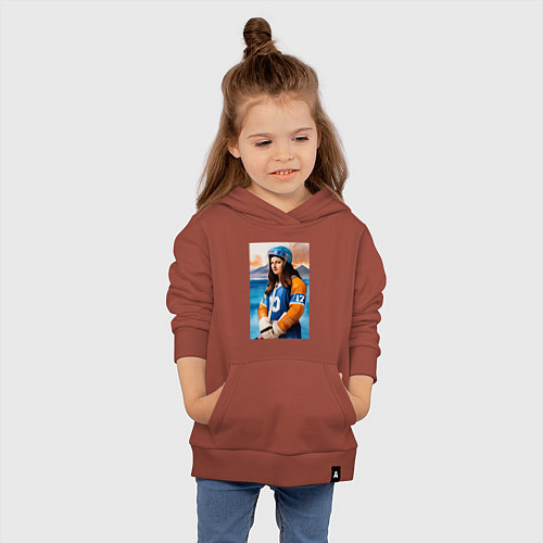 Детская толстовка-худи Мона Лиза - крайний нападающий / Кирпичный – фото 4