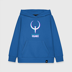 Толстовка детская хлопковая Quake в стиле glitch и баги графики, цвет: синий