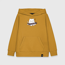 Толстовка детская хлопковая Аниме Бонго кот, цвет: горчичный