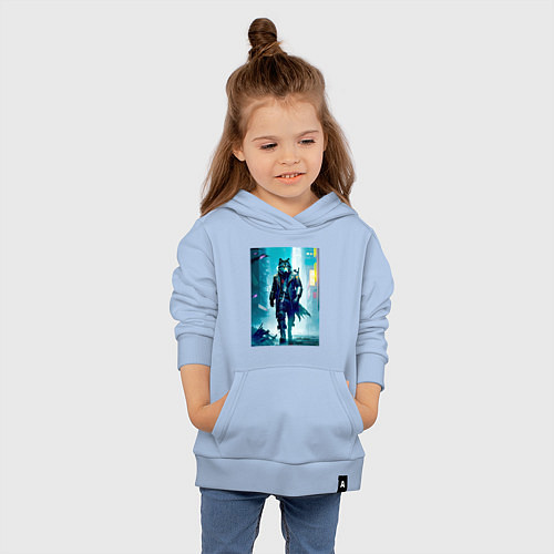 Детская толстовка-худи Крутой волчара - киберпанк / Мягкое небо – фото 4