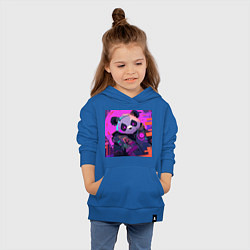Толстовка детская хлопковая Аниме панда в лучах неона, цвет: синий — фото 2