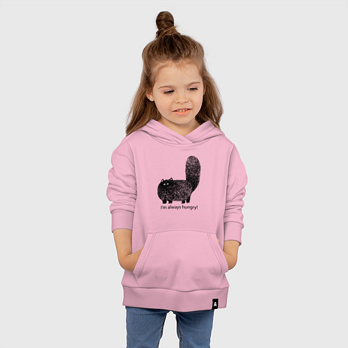 Детская толстовка-худи Кот, который всегда голодный - мем / Светло-розовый – фото 4
