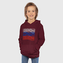Толстовка детская хлопковая Триколор флаг, цвет: меланж-бордовый — фото 2