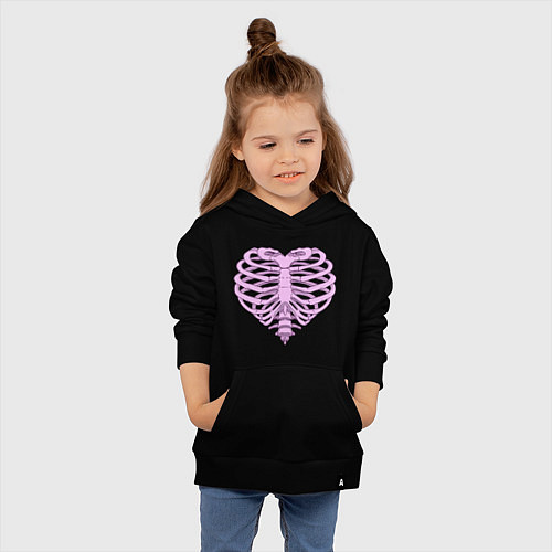 Детская толстовка-худи Bone heart / Черный – фото 4