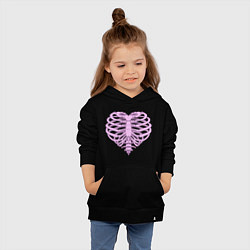 Толстовка детская хлопковая Bone heart, цвет: черный — фото 2