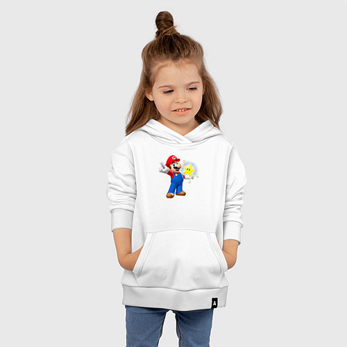Детская толстовка-худи Марио держит звезду / Белый – фото 4