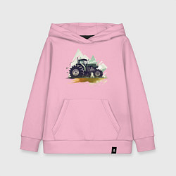 Толстовка детская хлопковая Farming Simulator - Tractor аnd mountains, цвет: светло-розовый