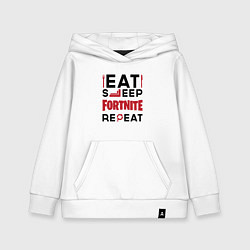 Детская толстовка-худи Надпись: eat sleep Fortnite repeat