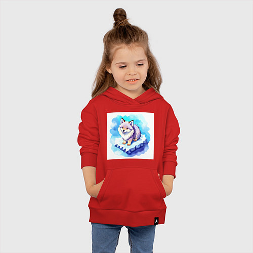 Детская толстовка-худи Пушистый волчонок / Красный – фото 4
