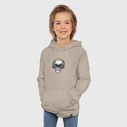 Толстовка детская хлопковая Лысый череп в очках, цвет: миндальный — фото 2