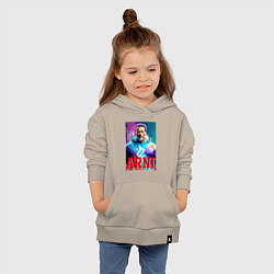 Толстовка детская хлопковая Super Arnold Schwarzenegger - Arni ai pop art, цвет: миндальный — фото 2