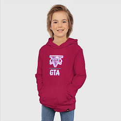 Толстовка детская хлопковая GTA в стиле glitch и баги графики, цвет: маджента — фото 2