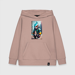 Толстовка детская хлопковая Cybershark - fantasy - neural network, цвет: пыльно-розовый