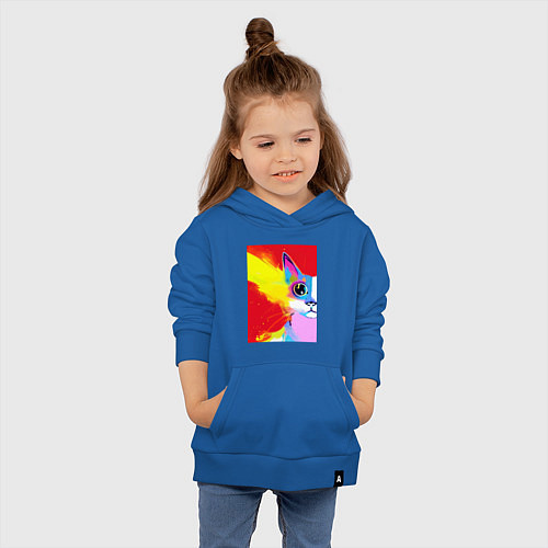 Детская толстовка-худи Эскиз кошки / Синий – фото 4