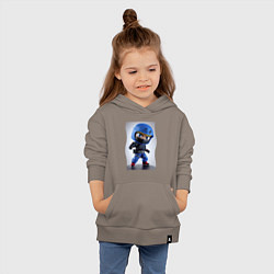 Толстовка детская хлопковая Ninja - brave warrior - neural network, цвет: утренний латте — фото 2