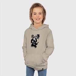 Толстовка детская хлопковая Tiger samurai - hieroglyph - art, цвет: миндальный — фото 2
