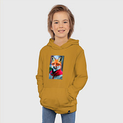 Толстовка детская хлопковая Лисичка в модной куртке, цвет: горчичный — фото 2