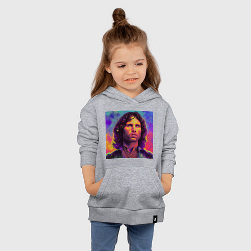 Детская толстовка-худи Jim Morrison Strange colors Art / Меланж – фото 4