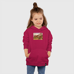 Толстовка детская хлопковая Две лошади и две собаки, цвет: маджента — фото 2