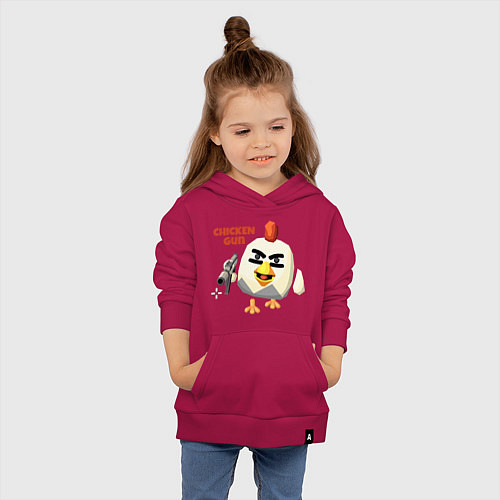 Детская толстовка-худи Chicken Gun злой / Маджента – фото 4