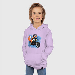 Толстовка детская хлопковая Лис на мотоцикле, цвет: лаванда — фото 2