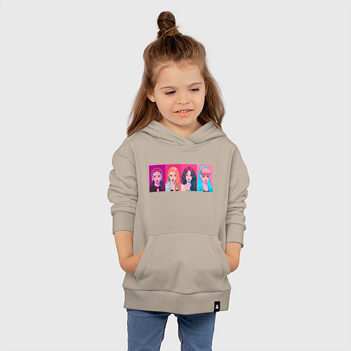 Детская толстовка-худи Портреты Black pink / Миндальный – фото 4