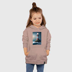 Толстовка детская хлопковая Маяк в море, цвет: пыльно-розовый — фото 2