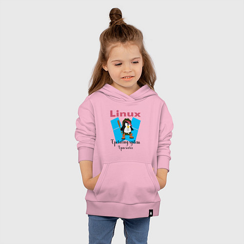 Детская толстовка-худи Пингвин линукс в шляпе / Светло-розовый – фото 4